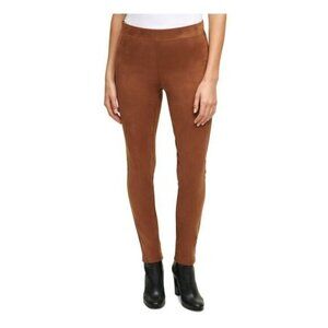 "NWT" CALVIN KLEIN Womens Stretch Skinny Faux Suede Brown Pants -‎ Size XS